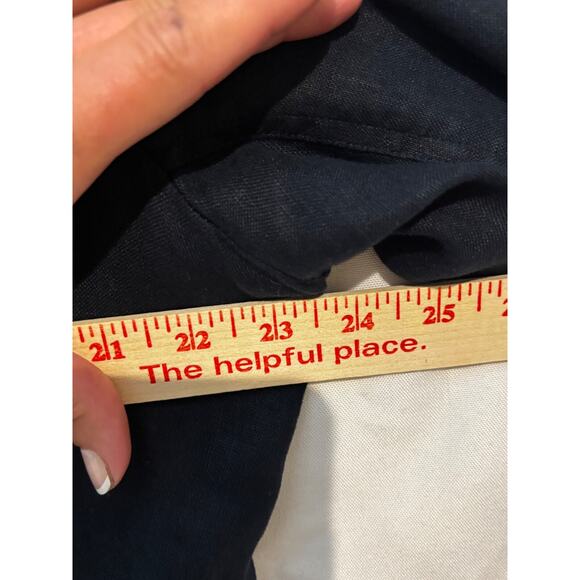 AlfanI Womens Navy Blue Blazer jacket Linen Button Plus Sz 16 Capsule Career - Picture 4 of 8